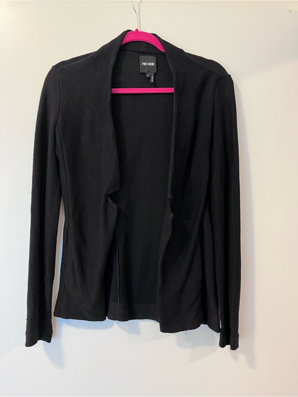 NIC+ZOE Black Open Front Cardigan | Lightweight Knit | Size Small